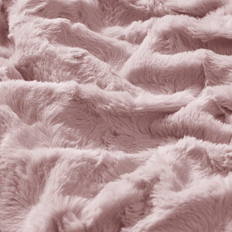 Jeté ultra-doux en fausse fourrure 60 x 70 po Zuri Blush, L 70 po x l 60 po, Rosé