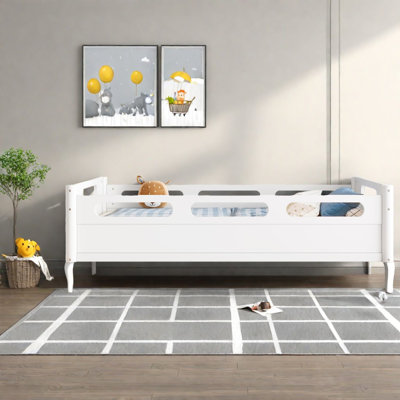 Lits de garde-corps à profil bas, structure simple en bois MDF, blanc moderne, chambre d'enfant