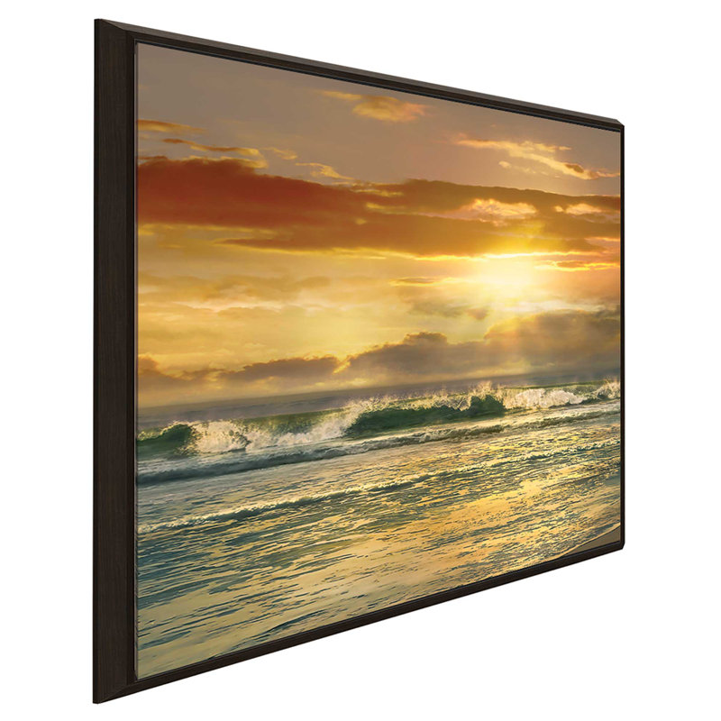 «Close To Malibu», reproduction, H 31,5 po x l 51,5 po x P 2 po, Cadre flottant argent