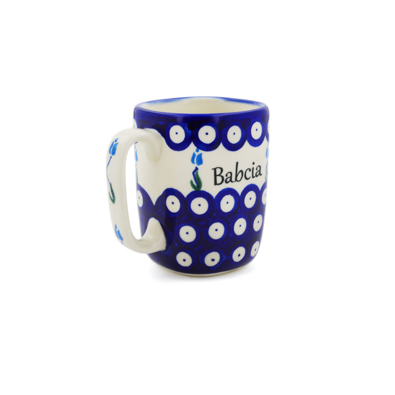 Peacock Tulip Garden Handmade Stoneware Coffee Mug, Peacock Tulip Garden
