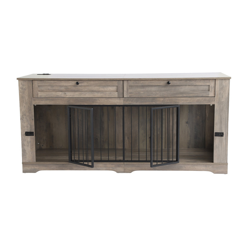 Grande cage intérieure pour chien avec cage de rangement pour chien, Gris, H 32,9 po x l 70,86 po x P 23,6 po