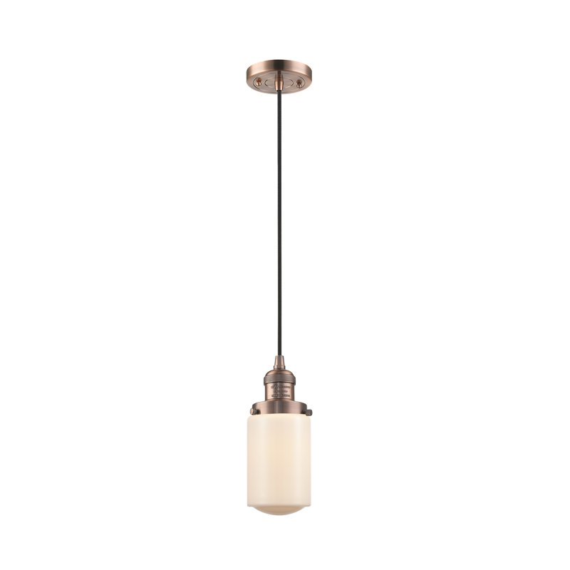 Luminaire suspendu 1 lumières scolaire single Saroyan, Blanc mat, Cuivre antique, Ampoule non incluse