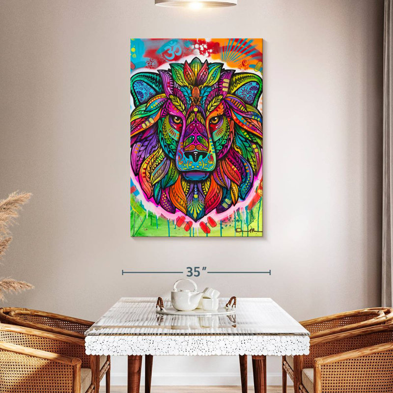 Lion psychédélique Brampt, H 48 po x l 32 po