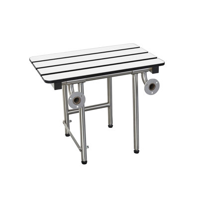 Banc de douche mural 18 po x 15 po ADA Bariatric avec pieds et lattes blanches