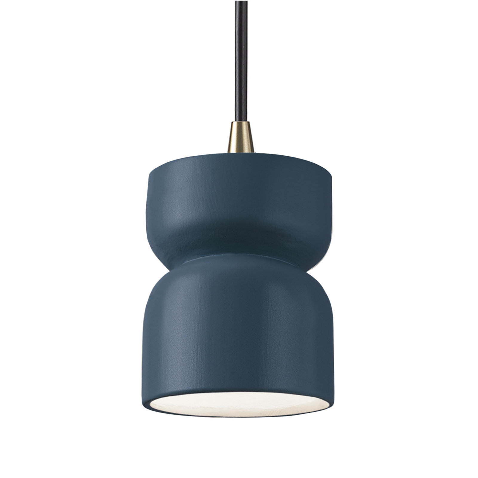 Leni Ceramic Hourglass Single Pendant , Midnight Sky, Antique Brass