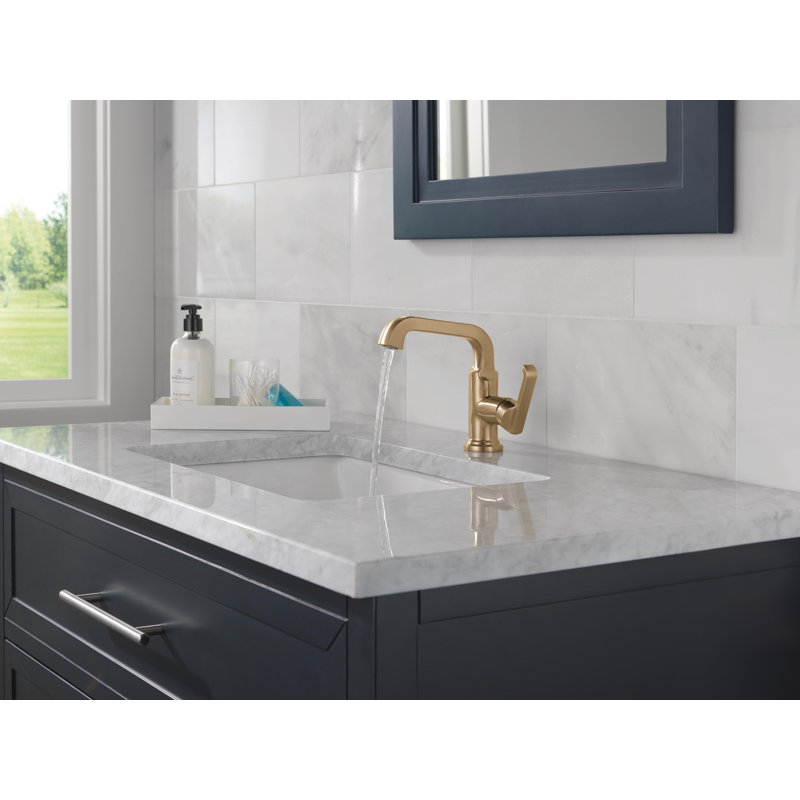 Tetra Single Hole Bathroom Faucet, Single Handle Bathroom Sink Faucet with Drain Assembly, Lumicoat  Bronze