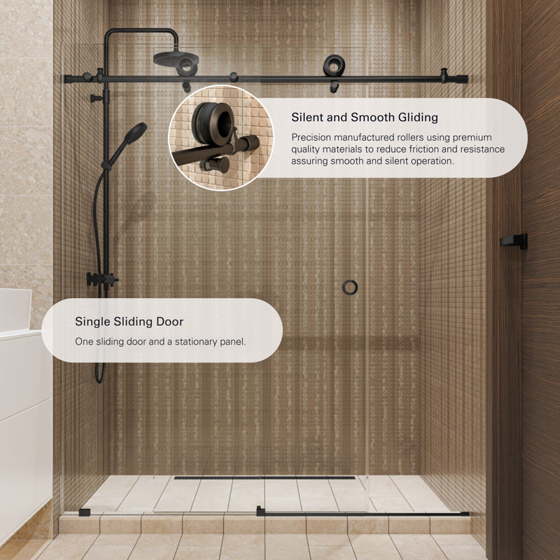  Porte de douche coulissante en verre trempé 3/8 po Hugo 44 - 48 x 78 po Hugo, Noir mat