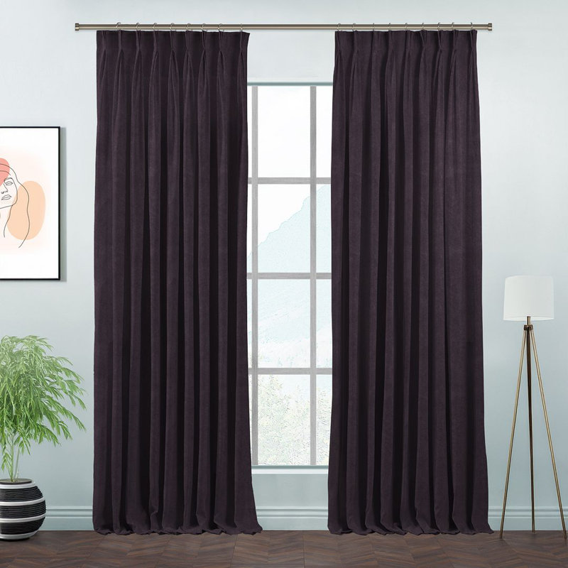 Pinch Plate Room Darkening Extra Long & Extra Wide Decorative Curtain - Single Panel_1, 190cm Width x 125cm Drop, Black