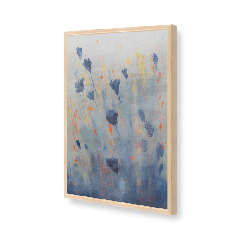 Imprimé Blue Blooms Rising II, H 15 po x l 12 po, Érable brut