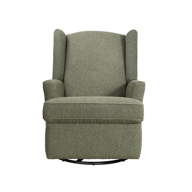 Heming Wingback Recliner Nursery Glider, Sage Boucle