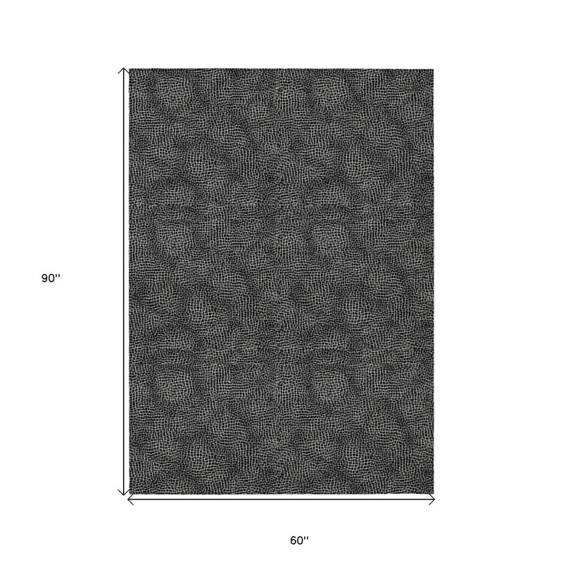 Tapis intérieur / extérieur géométrique noir lavable 5 pi x 8 pi