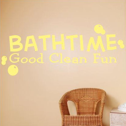 Décalcomanie murale amusante bathtime good clean, Noir, H 8 po x l 20 po x P 0,16 po