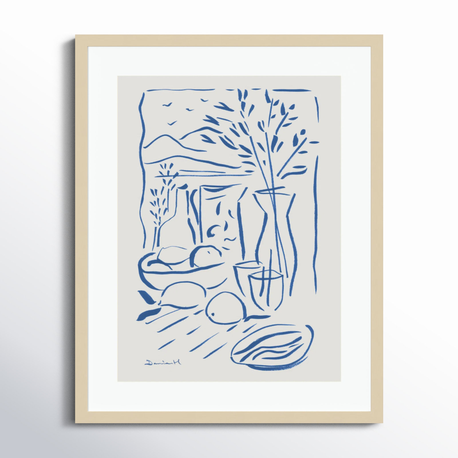 Mediterranean View by Dan Hobday Wood Framed Wall Art Print, 24" H x 19" W, Brown Framed