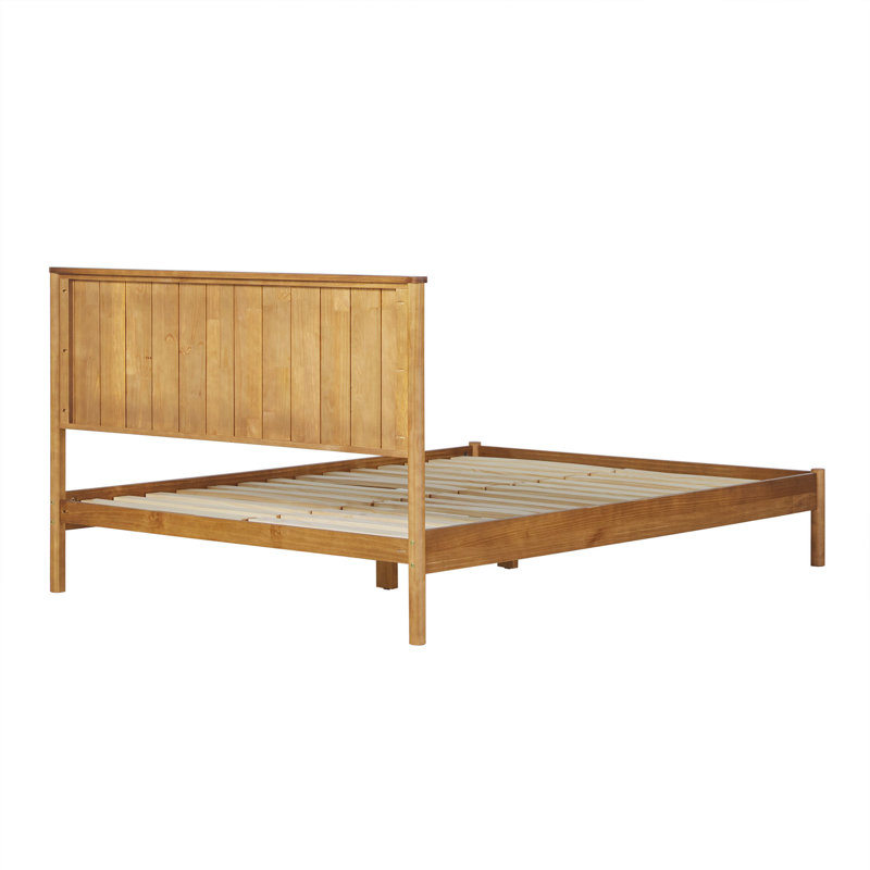 Asho Solid Wood Platform Bed with Reeded Headboard