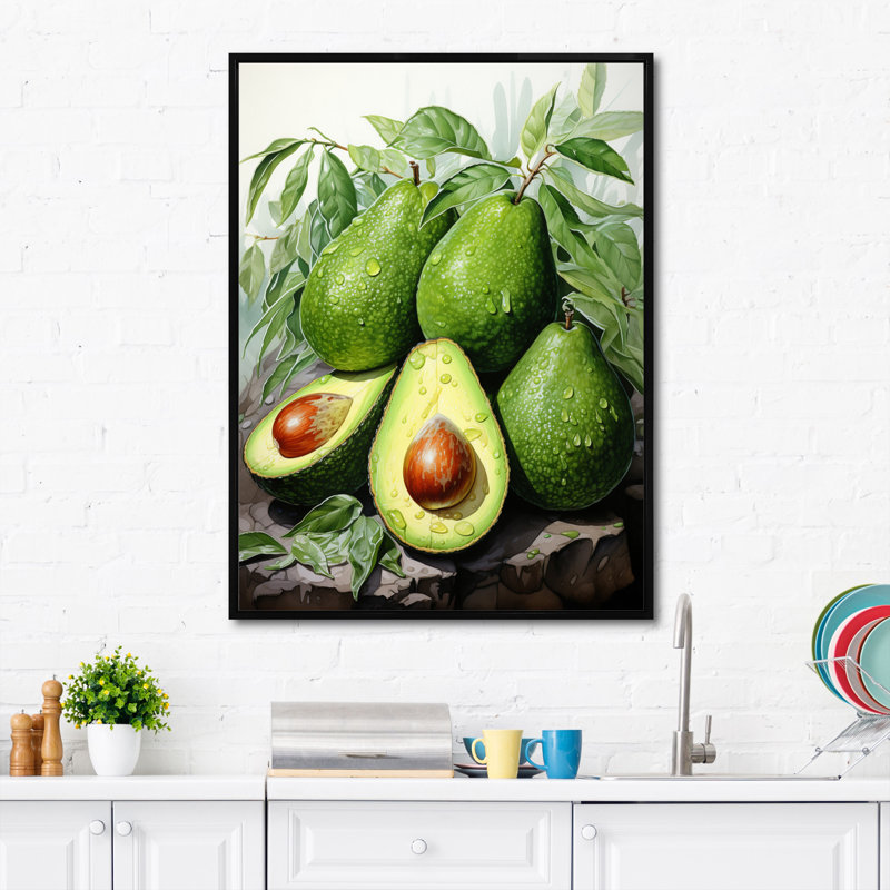 Fruit Lush Avocado II, reproduction d'art sur toile, Cadre noir, H 20 po x l 12 po x P 1 po