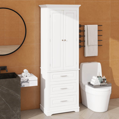 Tall Storage Cabinet With 3 Drawers – Versatile Organizer For Bathroom & Office Spaces