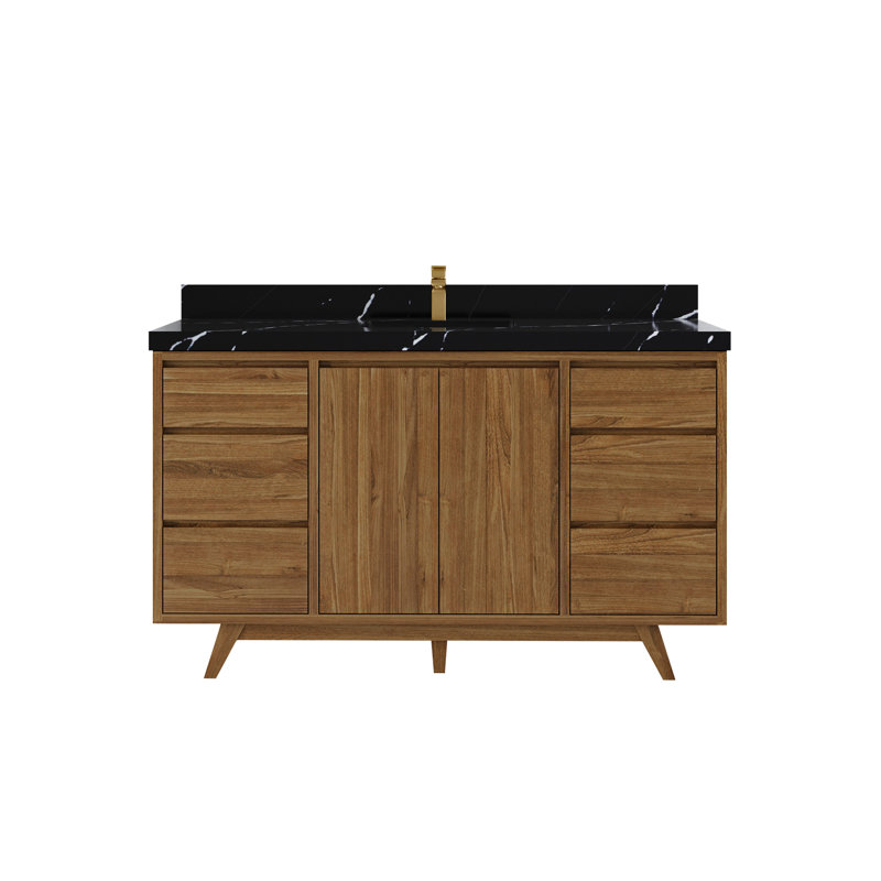 Ensemble de meuble-lavabo simple 60 po Kristynn, Noir Calacatta