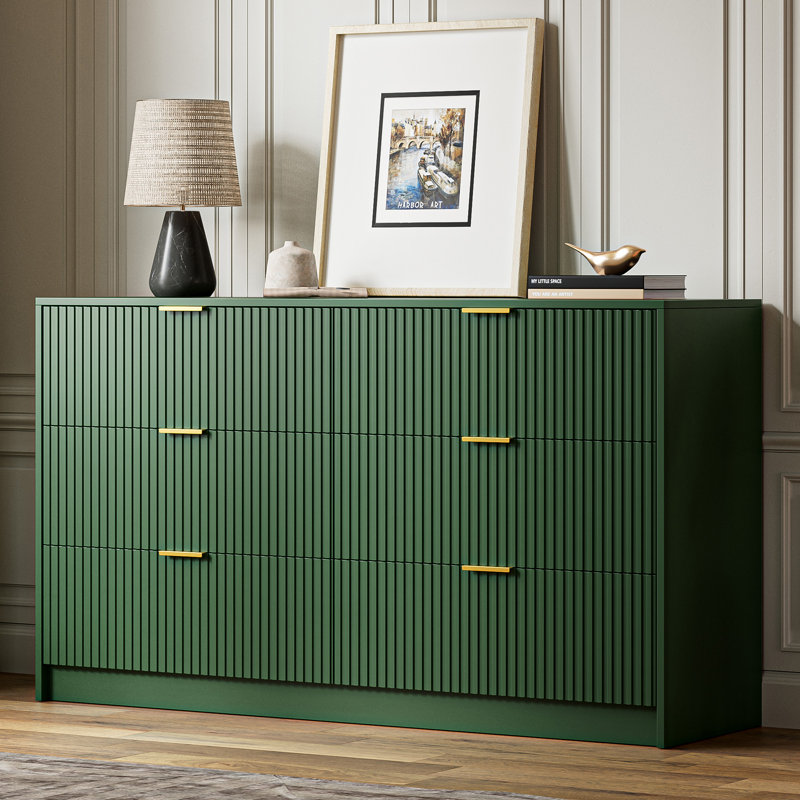 Commode 6 tiroirs, l 55,1 po, Vert