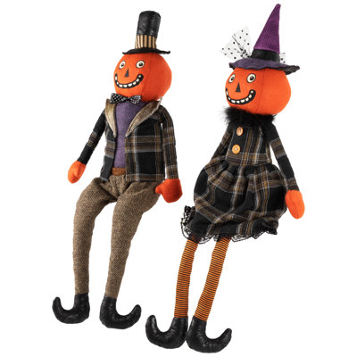 Jack-O-Lantern Couple Halloween Figures - 24" - Set Of 2