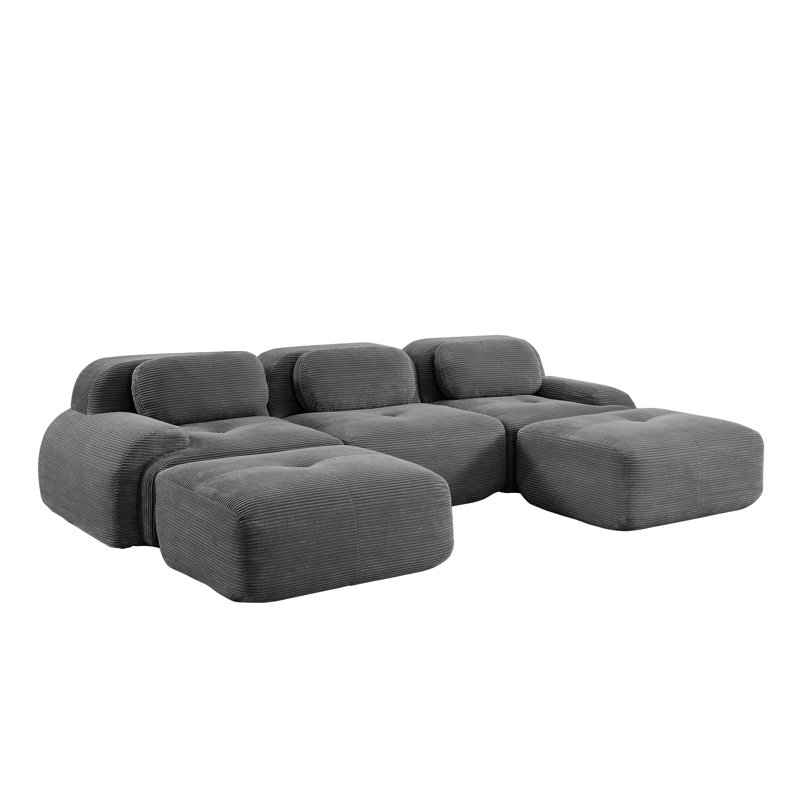 Canapé modulaire en velours côtelé de qualité supérieure, configuration flexible, aucun assemblage requis