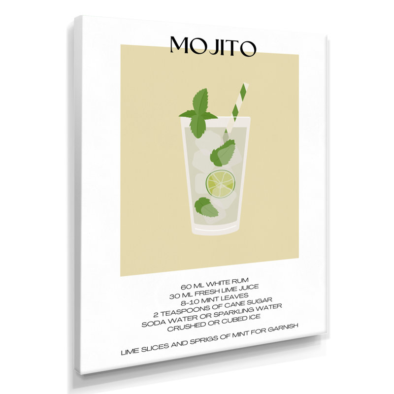 Décoration murale Mojito Traditional Cuban Punch II - cocktails, Toile tendue, H 20 po x l 12 po