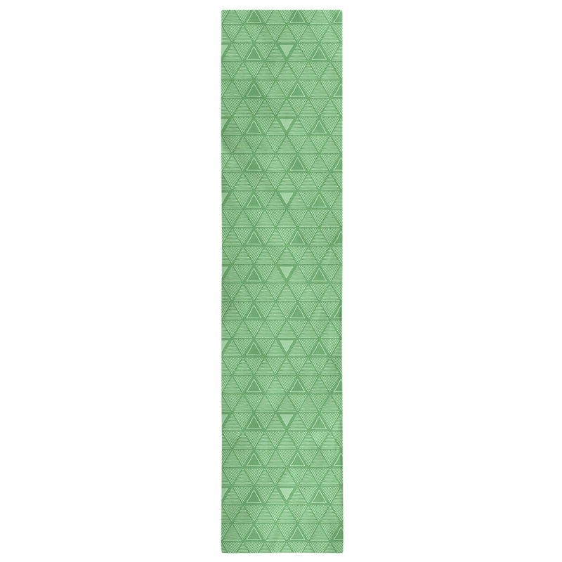 Chemin de table triangulaire dessiné à la main, 16 po x 90 po, Vert