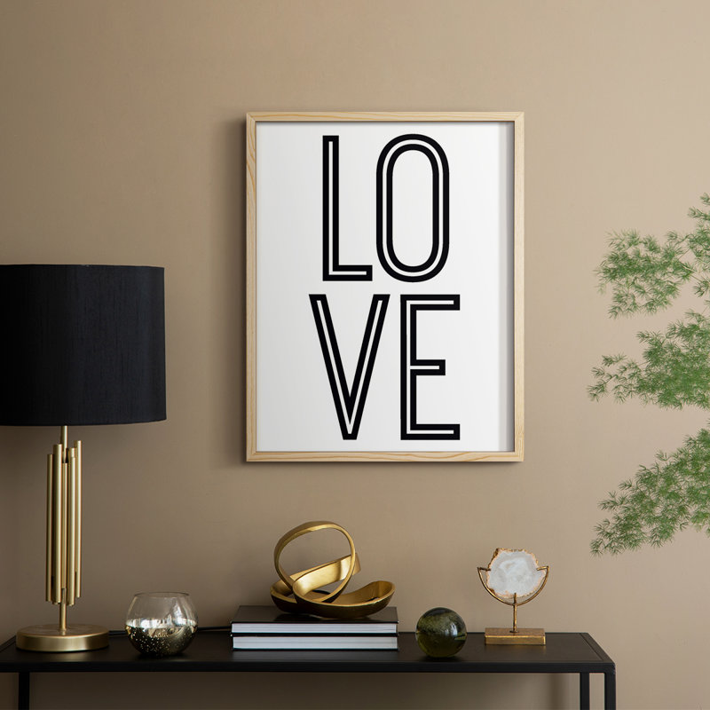 Bold Love II Framed Print - Solid Wood, Natural, 11" H x 9" W