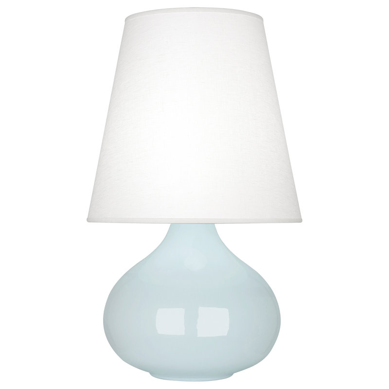 Small June Accent Lamp, Baby Blue, Oyster Linen
