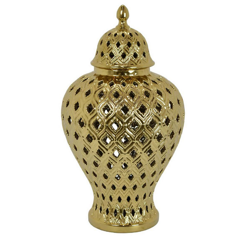 Charito Jar, Gold, 18'' H x 10.25'' W x 10.25'' D
