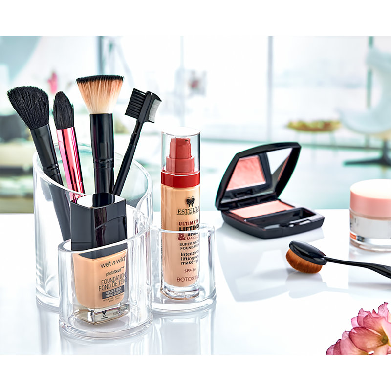 Acrylic 3 Compartment Makeup Organiser