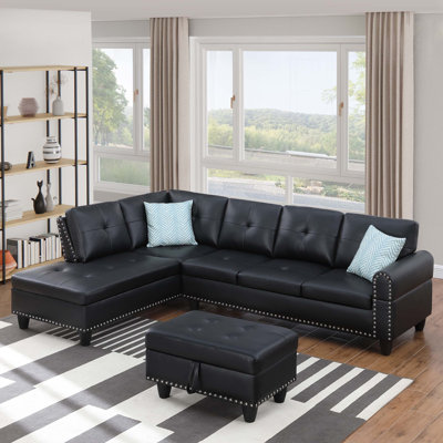 Canapé modulaire en similicuir avec repose-pieds Irine