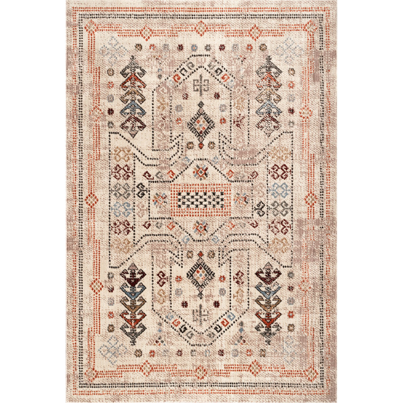 Tapis beige / orange Carle, Rectangle 5 pi x 8 pi