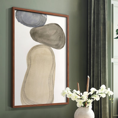 River Rocks Contour I Framed Print - Solid Wood