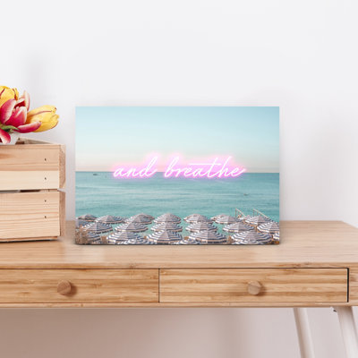 And Breathe Oceanfront Peaceful Serene Tranquil Coastal Wall Art Print 1 Piece Wrapped Canvas Wall Art