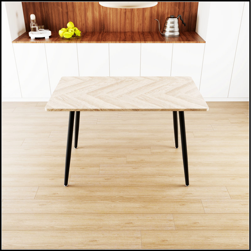 Table de bureau moderne en bois aggloméré minimaliste moderne avec pieds en métal noir, table de salle à manger et de bureau polyvalente de petite taille
