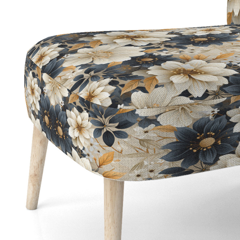 Chaise d'appoint décorative en velours bleu et beige