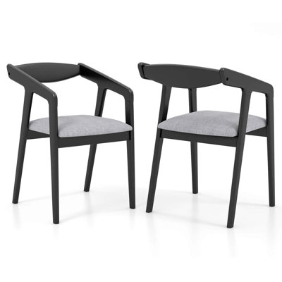 Ensemble de 2 chaises de salle à manger en bois avec coussins rembourrés avec structure en bois d'hévéa