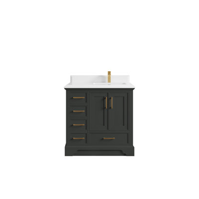 Meuble-lavabo simple 36 po avec comptoir en quartz Jettson