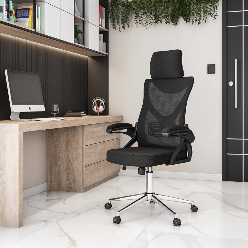 Chaise de bureau ergonomique Mid-Century à hauteur réglable et pivotante avec tissu respirant pour le bureau personnel