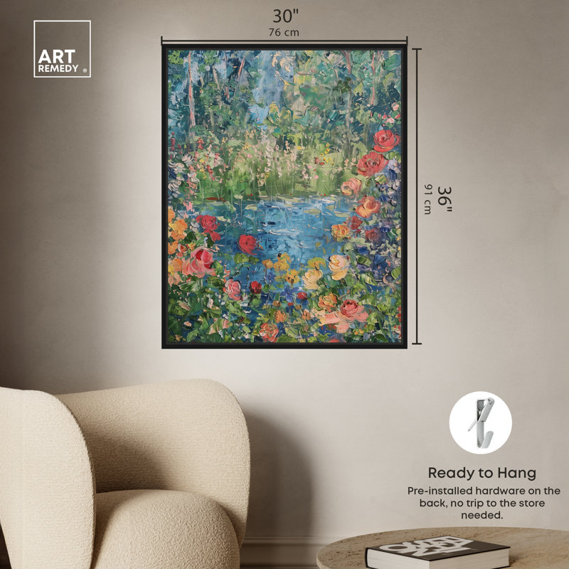 Art Remedy Serene Escape Framed Impressionism 57449, Black Framed, 37" H x 31" W