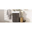 Meuble-lavabo moderne de 55 cm (21,6 po), lavabo en céramique, autoportant, gris foncé, imitation bois, portes à fermeture amortie, porte-papier hygiénique, rangement latéral, étagères fixes, rangement intelligent autoportant pour petites salles de bain.