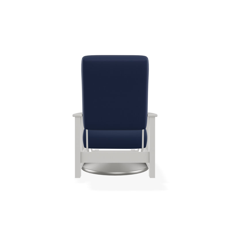 Leeward Polymer Outdoor Lounge Chair, Snow, Canvas Navy Sunbrella® Canvas