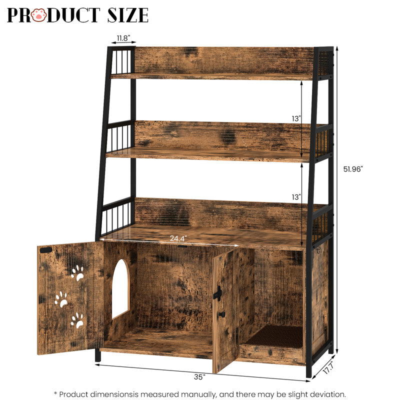 Daz Litter Box Enclosure, Rustic Brown/Black