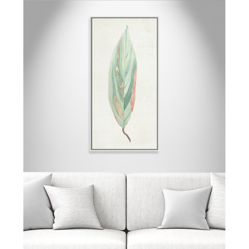Feuille de gingembre II - reproduction d'art, Toile blanche encadrée, H 41,5 po x l 21,5 po x P 2 po
