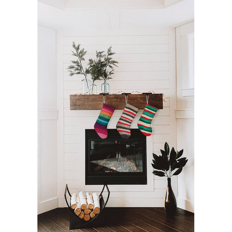 Chaussette de Noël en laine, Vert/rouge
