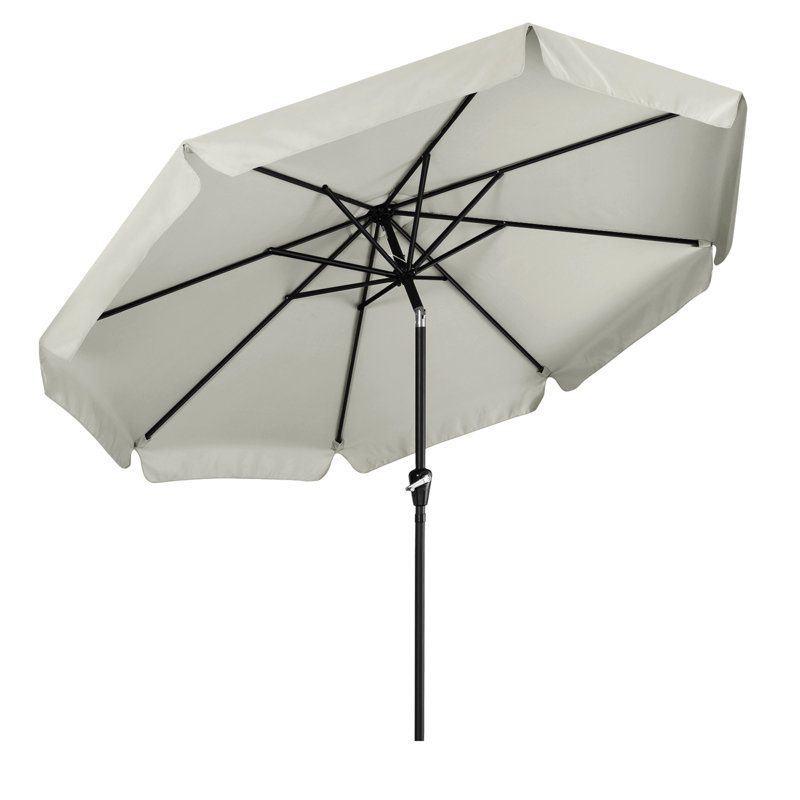 Parasol de marché Holmquist avec cantonnière festonnée, inclinaison et relevage, Crème, 10'