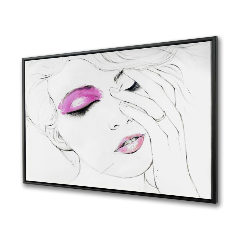 Rose maquillage - Toile figurative encadrée pour la salle de bain