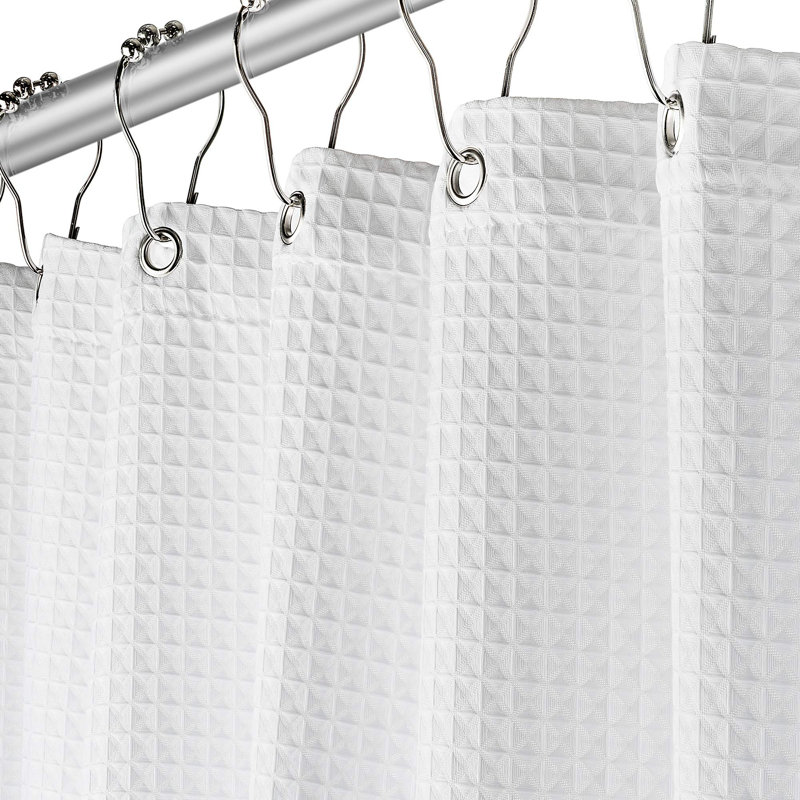 Rideau de douche simple gaufré Waffle, Blanc, H 72 po x l 72 po
