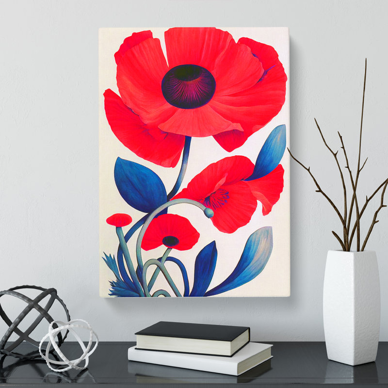 Louisos Poppy Flower Design - Wrapped Canvas, 60cm H x 40cm W x 3cm D