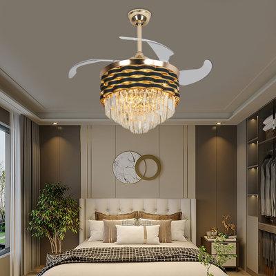 42 Inch Crystal Ceiling Fan LED Light With Remote